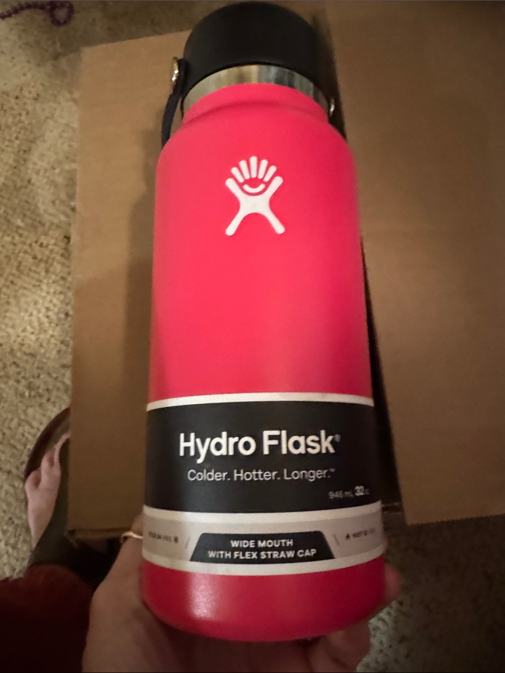 Hydro Flask Bright Pink Wide-Mouth Water Bottle with Flex Straw Cap